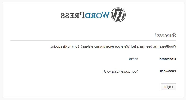 Install WordPress button.